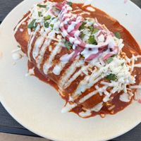Wet burrito mushroom carnitas  at Guacamaya Oasis Plant Based Mexican Cuisine in Downey