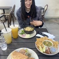 Breakfast brunch wrap and posole 10/10  at Guacamaya Oasis Plant Based Mexican Cuisine in Downey