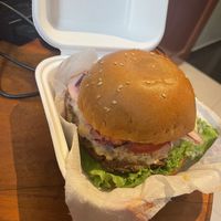 Standard burger at Bien Plantado in Iquitos