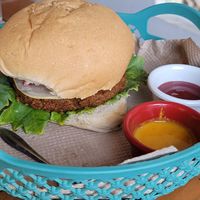 Burger at Bien Plantado in Iquitos