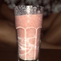 Strawberry milkshake   at Bien Plantado in Iquitos