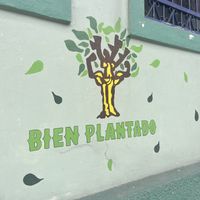 The signage is flat on the wall. Be sure not to miss!  at Bien Plantado in Iquitos