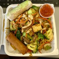 Loved the #22 Stir Fry Noodles and Mixed Veg! The summer roll and golden roll were also delicious. The Loving Hut never disappoints! 🌱❤️ #Veganuary at Loving Hut in Falls Church