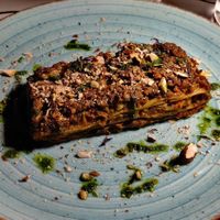 almond lasagna at La Svolta in Bologna