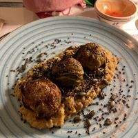 Cabbage spheres with lentils and potatoes   at La Svolta in Bologna