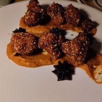 Falafel with exceptionally tasty souce. at La Svolta in Bologna