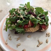 Hummus bread   at Poppi Farmer in Munich