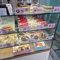 Donut display at La Donuteria - Spalena in Prague