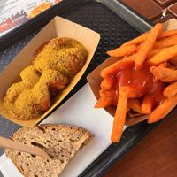 Currywurst and sweet potato chips   at MyCurrywurst  in Heidelberg