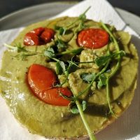 A customized guacamole bagel (removed the cheese) at KALIFOOD in Ferrel
