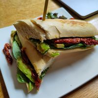 Veggie delight sandwich at World Peace Cafe in Leicester