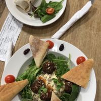 Falafel salad and falafel wrap at World Peace Cafe in Leicester