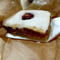 Cherry bakewell slice at Currant Affairs in Leicester