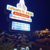 The restaurant sign at Namaste India in Nevsehir