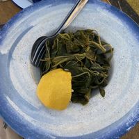 Dark leafy greens with lemon  at Mouragio in Paros