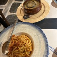 Moussaka and pasta  at Mouragio in Paros