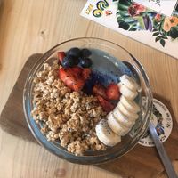 blue spirulina bowl  at Rio Juice - Calea Victoriei in Bucharest