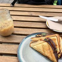 Iced cbd coffee and cheese melt sandwich.   at Little Collins CBD Dispensary in Kilkenny
