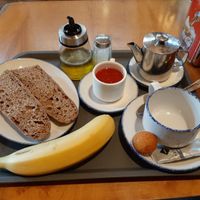Desayuno completo (todo excepto la magdalenita es vegano) at Iru in San Sebastian