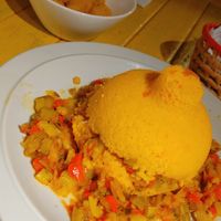 cuscuz (front) and pão de beijo (back) at Adupé in Recife