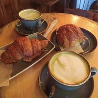 Best breakfast, croissant with vegan ham and cheese and pain ou chocolaite at kave in West London