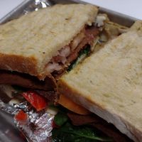 Bacon & Veggies Vegan Sandwich at Plain Talk Books & Coffee in Des Moines