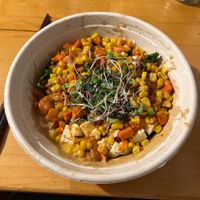 Vegan emperor bowl over udon  at Life Alive Organic Cafe in Cambridge