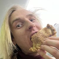 Eating when one the way  at Radharane - Gedimino in Vilnius