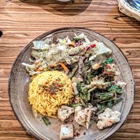 Roasted vegetables with rice at Radharane - Gedimino in Vilnius