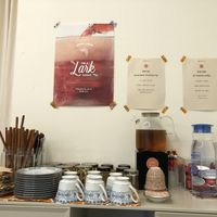 Help yourself to some tea and water   at Sunny Bowl in Seoul