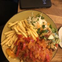 Vegan schnitzel with tomato-pepper sauce   at Elea Candia in Cologne