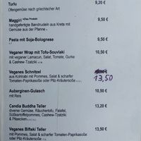 Menu at Elea Candia in Cologne