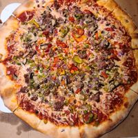 Vegan supreme pizza with mushrooms added at Wiseguy Pizza in Washington