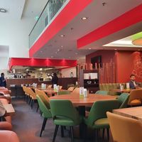 Restaurant interior at Saravanaa Bhavan in Berlin