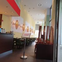 Restaurant interior at Saravanaa Bhavan in Berlin