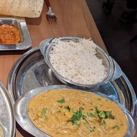 Pea curry & rice at Saravanaa Bhavan in Berlin