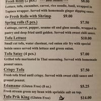 Vegan menu  at Stanwood Thai in Stanwood