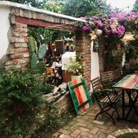 Dining patio decor at Serendiville in Tirana