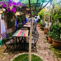 Outside dining area at Serendiville in Tirana