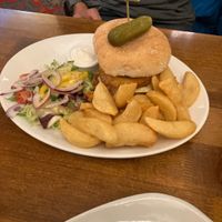 Burger w vegan mayo   at The Black Bull at Nateby in Kirkby Stephen