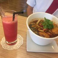 Tom Yam and Watermelon Juice  at Veggie Planet in Malacca