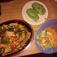 Vegetable fajitas, not on the menu, but they were happy to make them for me. Delicious!  at Pepe's Grocery Store & Restaurant in Live Oak