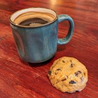 Americano and a cashew cookie at The Dragonfly Coffee House in Portland
