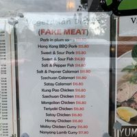 Faux meat menu at Bamboo Box in Katoomba
