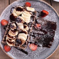 Banana and chocolate waffle at 15 süße Minuten Café - Bistro in Vienna