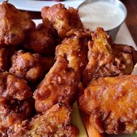 Buffalo cauliflower with a side of vegan ranch  at Sage Bistro and KindKreme in Los Angeles