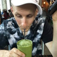 Somebody very enjoy his green juice lol at Sage Bistro and KindKreme in Los Angeles