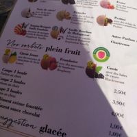 Vegan sorbets available: citron jaune, framboise, cassis at Bistrot Viet in Grenoble