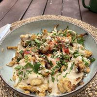 Roasted cauliflower salad with tahini  at Kumin Vegan Lezzetler in Istanbul