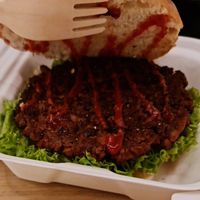 Vegan burger patty at Notorious BRG in Maidstone